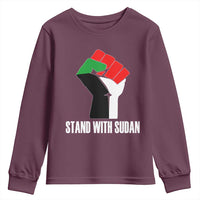 Stand With Sudan Power Fist Youth Sweatshirt Sudan Flag Activist Peace and Protest - Wonder Print Shop