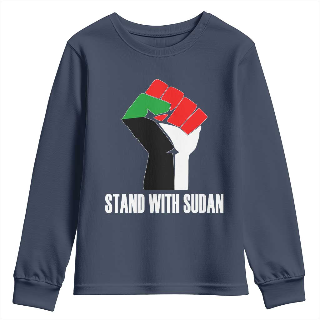 Stand With Sudan Power Fist Youth Sweatshirt Sudan Flag Activist Peace and Protest - Wonder Print Shop