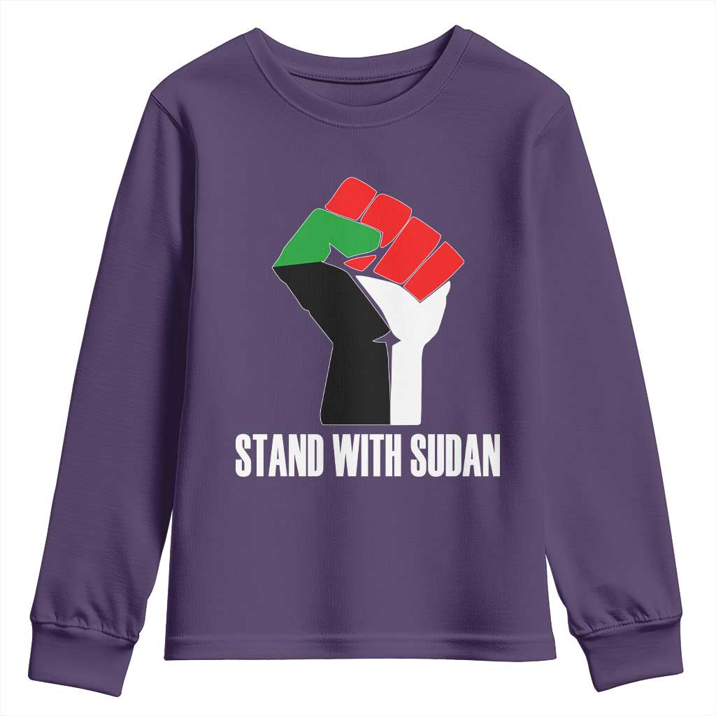 Stand With Sudan Power Fist Youth Sweatshirt Sudan Flag Activist Peace and Protest - Wonder Print Shop