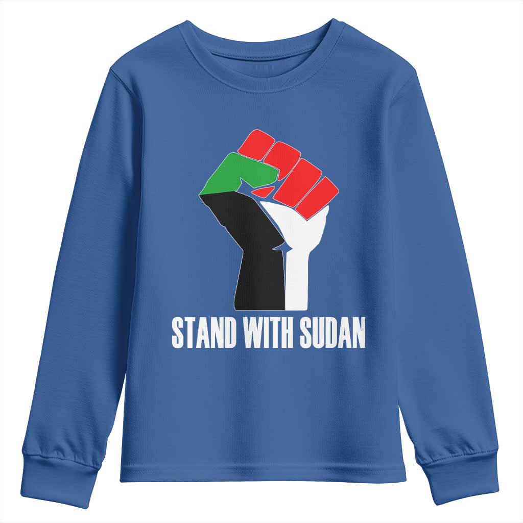 Stand With Sudan Power Fist Youth Sweatshirt Sudan Flag Activist Peace and Protest - Wonder Print Shop