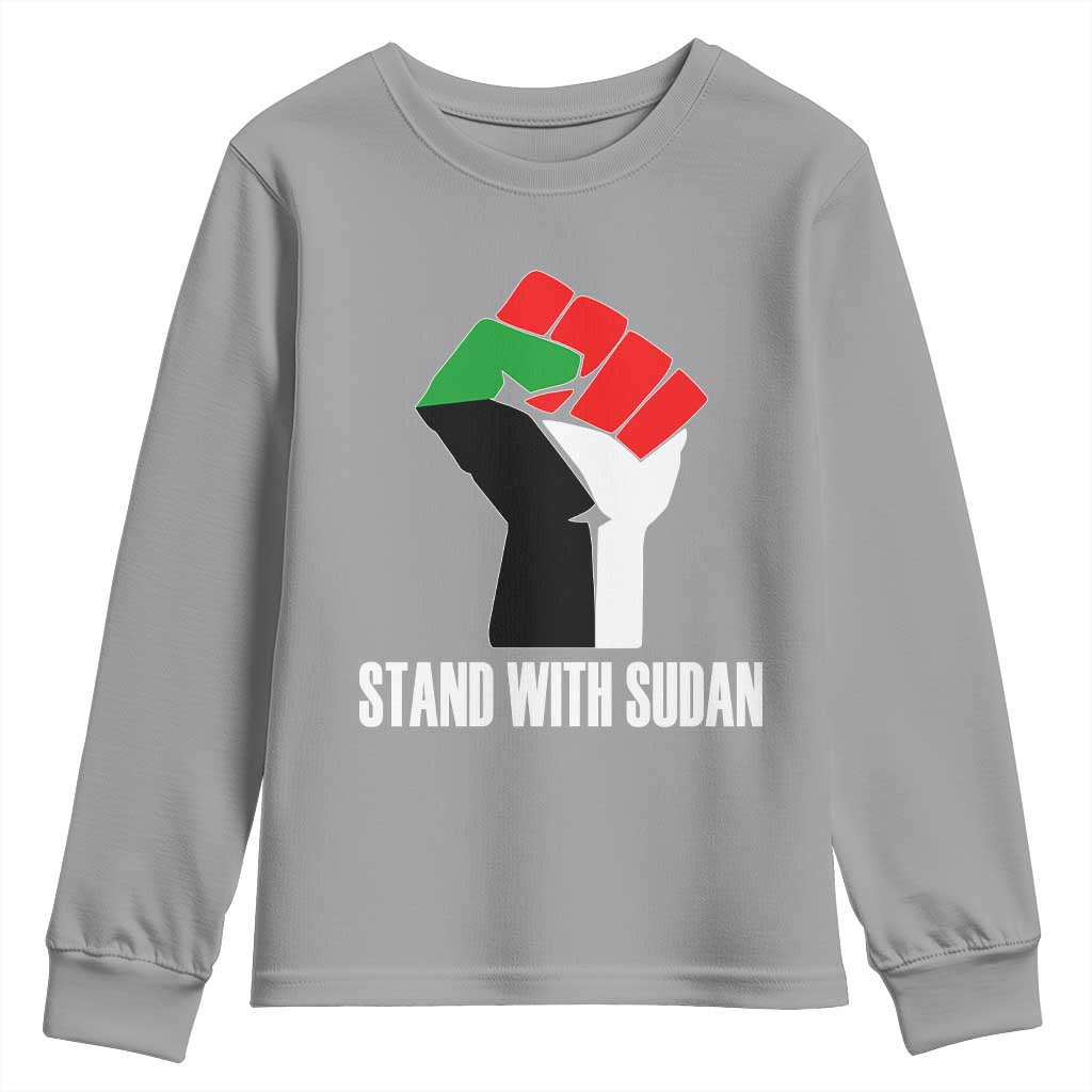 Stand With Sudan Power Fist Youth Sweatshirt Sudan Flag Activist Peace and Protest - Wonder Print Shop