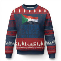 Freedom Is a Right Not a Request Ugly Christmas Sweater Sudan Flag Human Rights Supporters - Wonder Print Shop