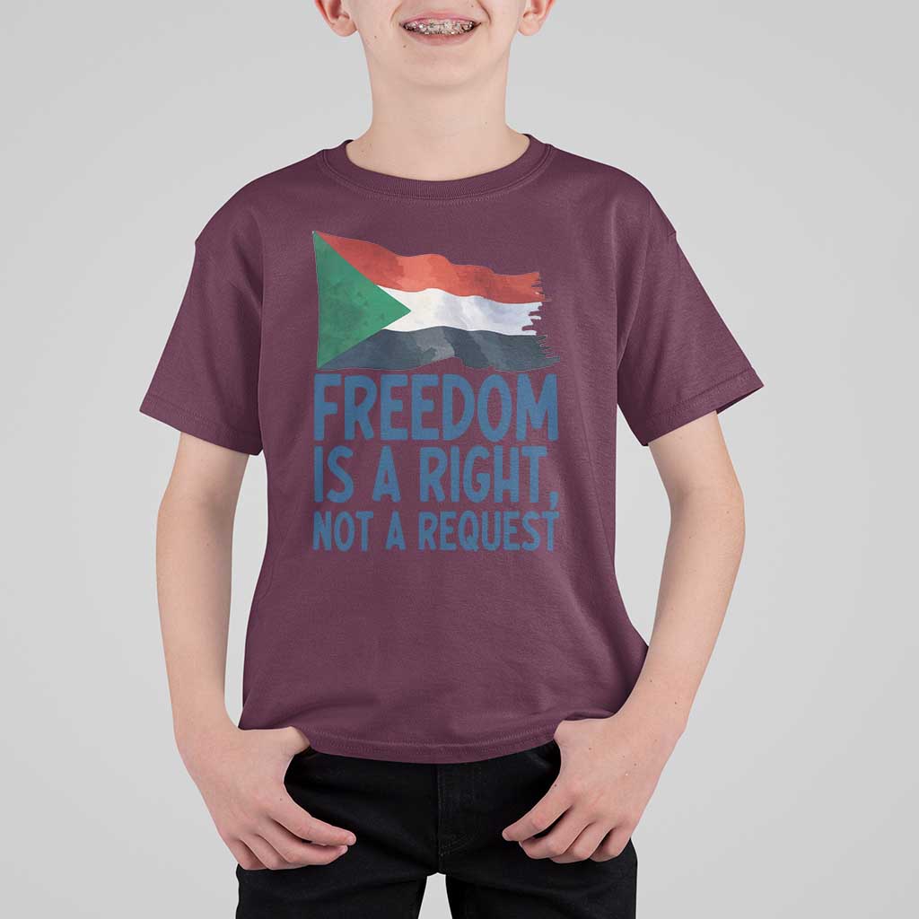 Freedom Is a Right Not a Request T Shirt For Kid Sudan Flag Human Rights Supporters - Wonder Print Shop