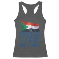 Freedom Is a Right Not a Request Racerback Tank Top Sudan Flag Human Rights Supporters - Wonder Print Shop