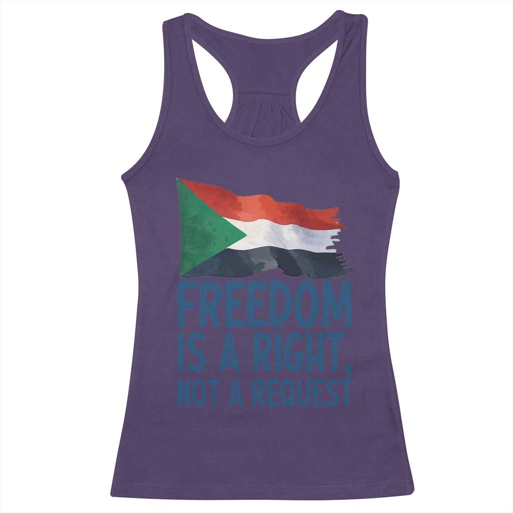Freedom Is a Right Not a Request Racerback Tank Top Sudan Flag Human Rights Supporters - Wonder Print Shop