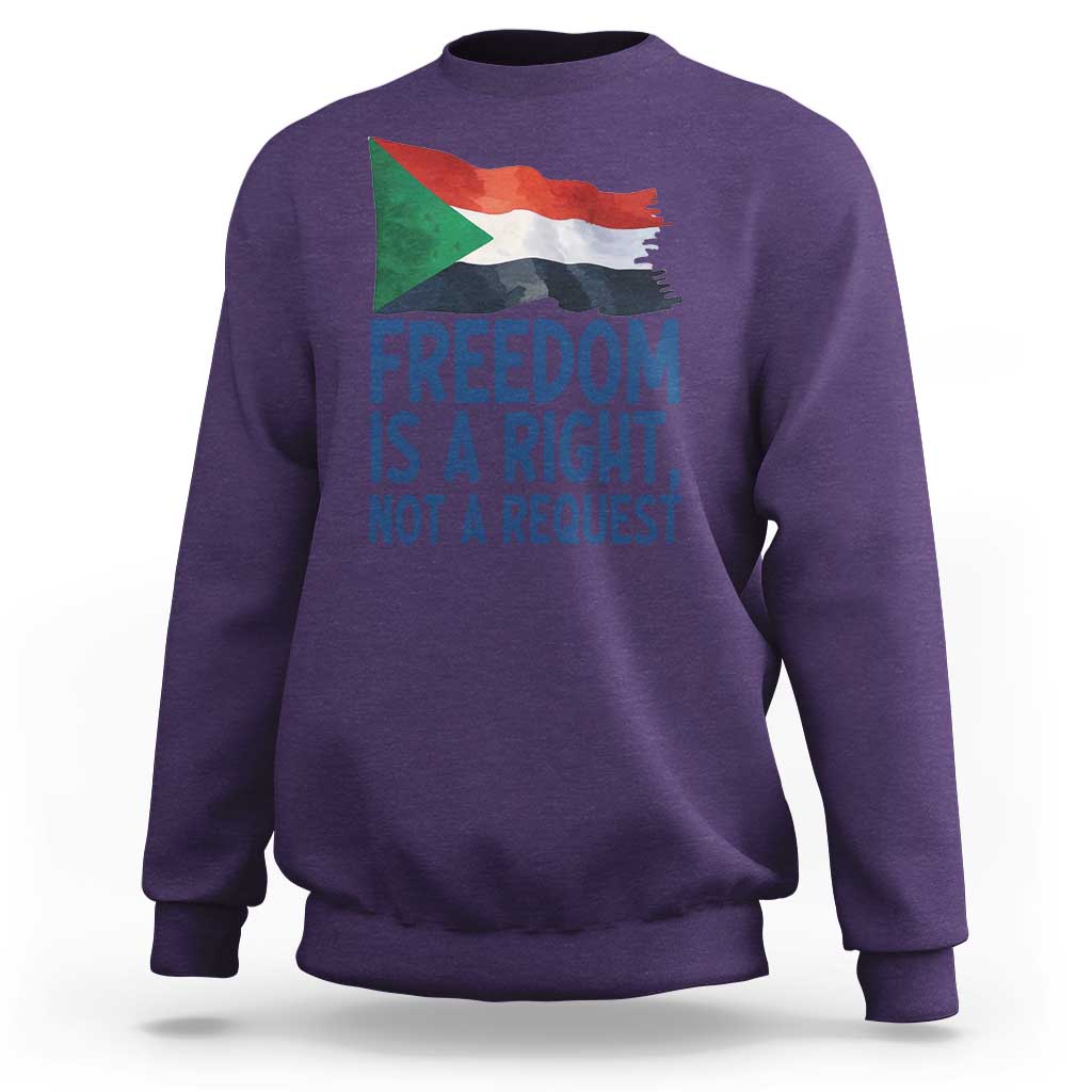 Freedom Is a Right Not a Request Sweatshirt Sudan Flag Human Rights Supporters - Wonder Print Shop