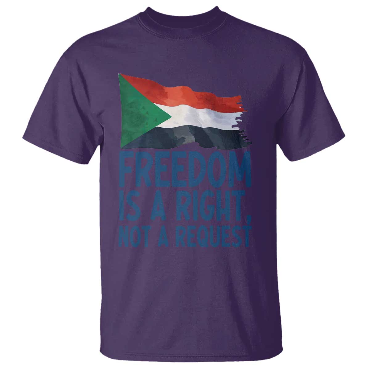 Freedom Is a Right Not a Request T Shirt Sudan Flag Human Rights Supporters - Wonder Print Shop