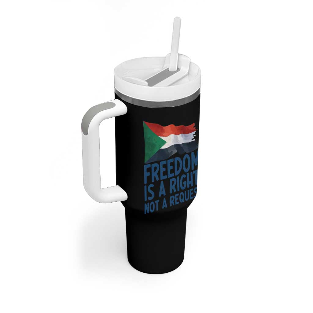 Freedom Is a Right Not a Request Tumbler With Handle Sudan Flag Human Rights Supporters - Wonder Print Shop