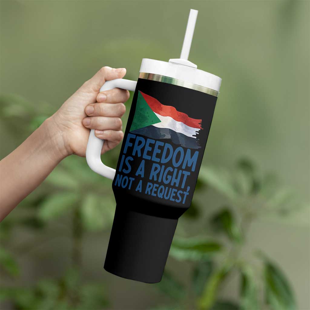 Freedom Is a Right Not a Request Tumbler With Handle Sudan Flag Human Rights Supporters - Wonder Print Shop