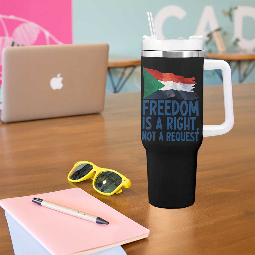 Freedom Is a Right Not a Request Tumbler With Handle Sudan Flag Human Rights Supporters - Wonder Print Shop