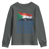 Freedom Is a Right Not a Request Youth Sweatshirt Sudan Flag Human Rights Supporters - Wonder Print Shop