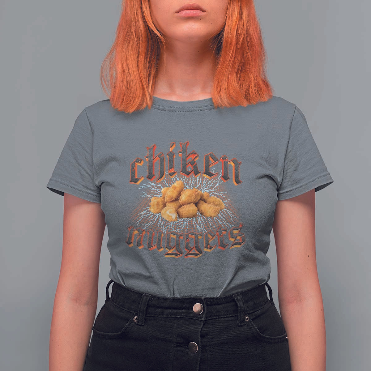 Chicken Nuggets T Shirt For Women Heavy Metal World Tour Hardcore Music