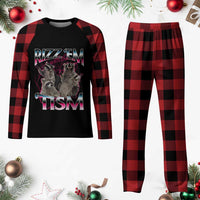 Funny Autism Raccoon Meme Plaid Pajama Set Rizz Em With The Tism Autistic Raccoons - Wonder Print Shop
