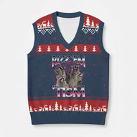 Funny Autism Raccoon Meme V-Neck Knit Sweater Vest Rizz Em With The Tism Autistic Raccoons - Wonder Print Shop