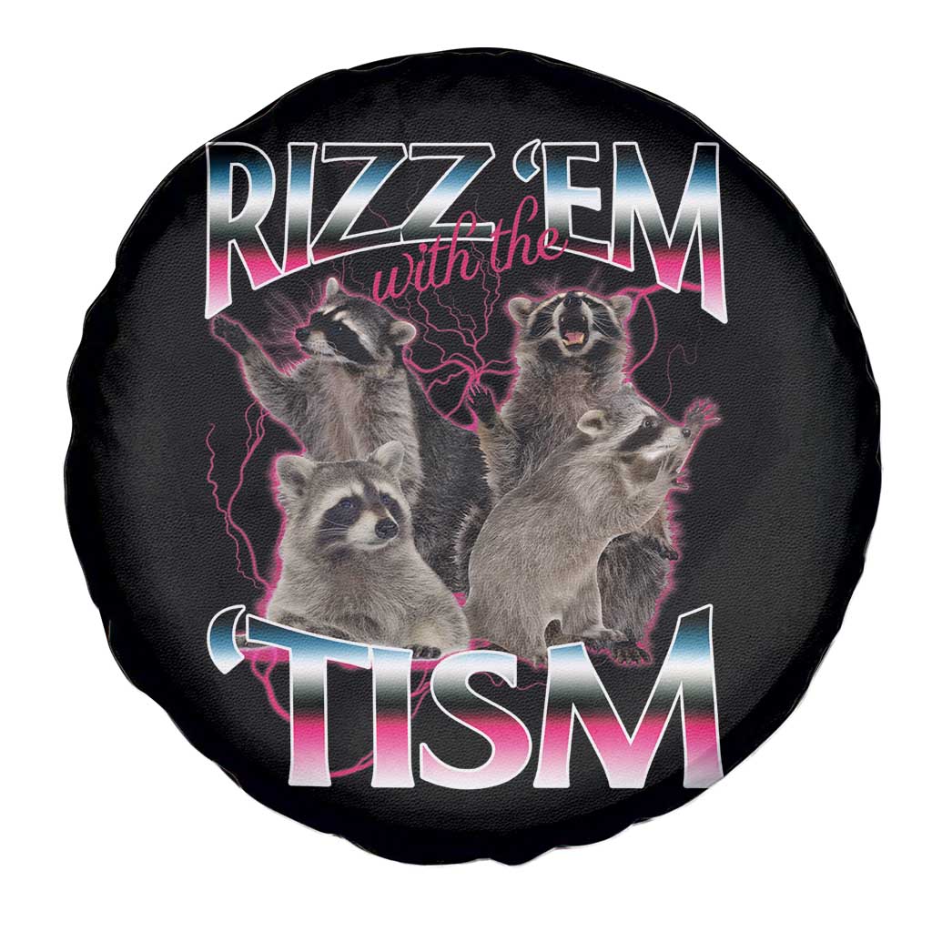 Funny Autism Raccoon Meme Spare Tire Cover Rizz Em With The Tism Autistic Raccoons