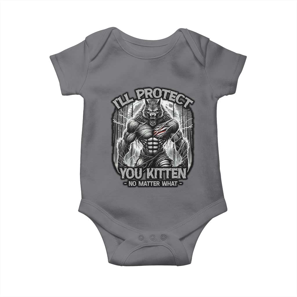 Funny Alpha Wolf Meme Baby Onesie I'll Protect You Kitten Humorous Cringe