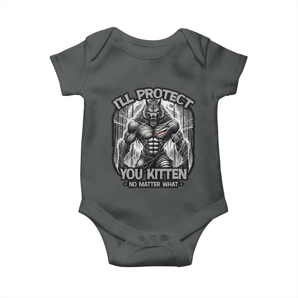 Funny Alpha Wolf Meme Baby Onesie I'll Protect You Kitten Humorous Cringe