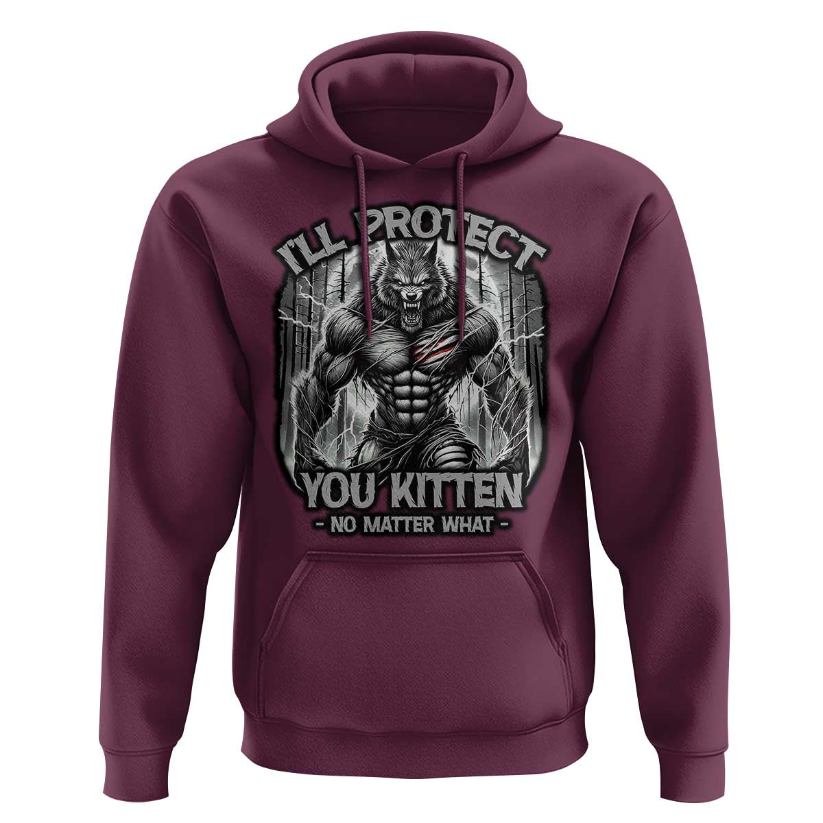 Funny Alpha Wolf Meme Hoodie I'll Protect You Kitten Humorous Cringe