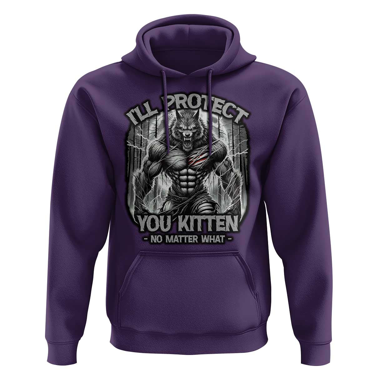 Funny Alpha Wolf Meme Hoodie I'll Protect You Kitten Humorous Cringe