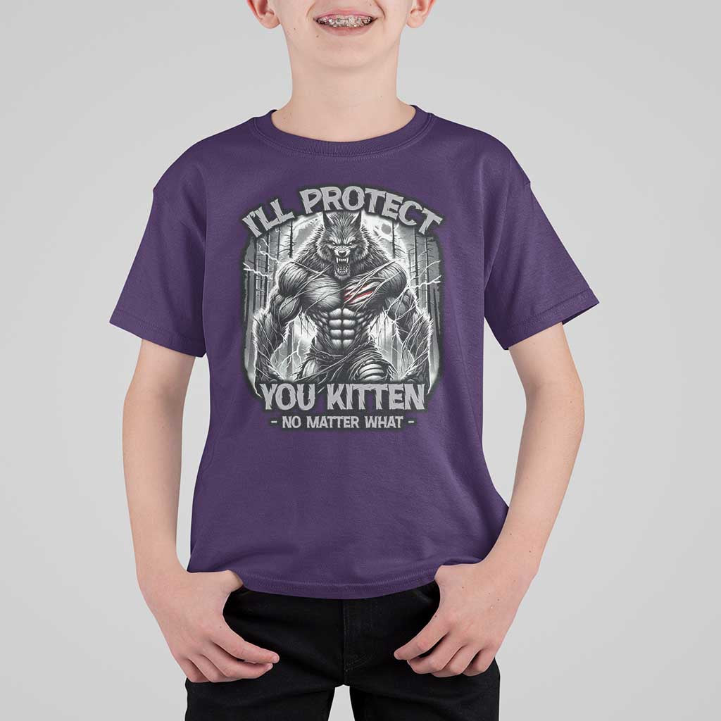 Funny Alpha Wolf Meme T Shirt For Kid I'll Protect You Kitten Humorous Cringe - Wonder Print Shop