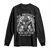 Funny Alpha Wolf Meme Long Sleeve Shirt I'll Protect You Kitten Humorous Cringe