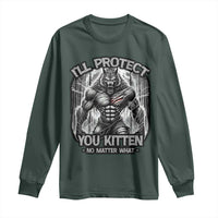Funny Alpha Wolf Meme Long Sleeve Shirt I'll Protect You Kitten Humorous Cringe