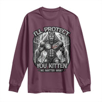 Funny Alpha Wolf Meme Long Sleeve Shirt I'll Protect You Kitten Humorous Cringe