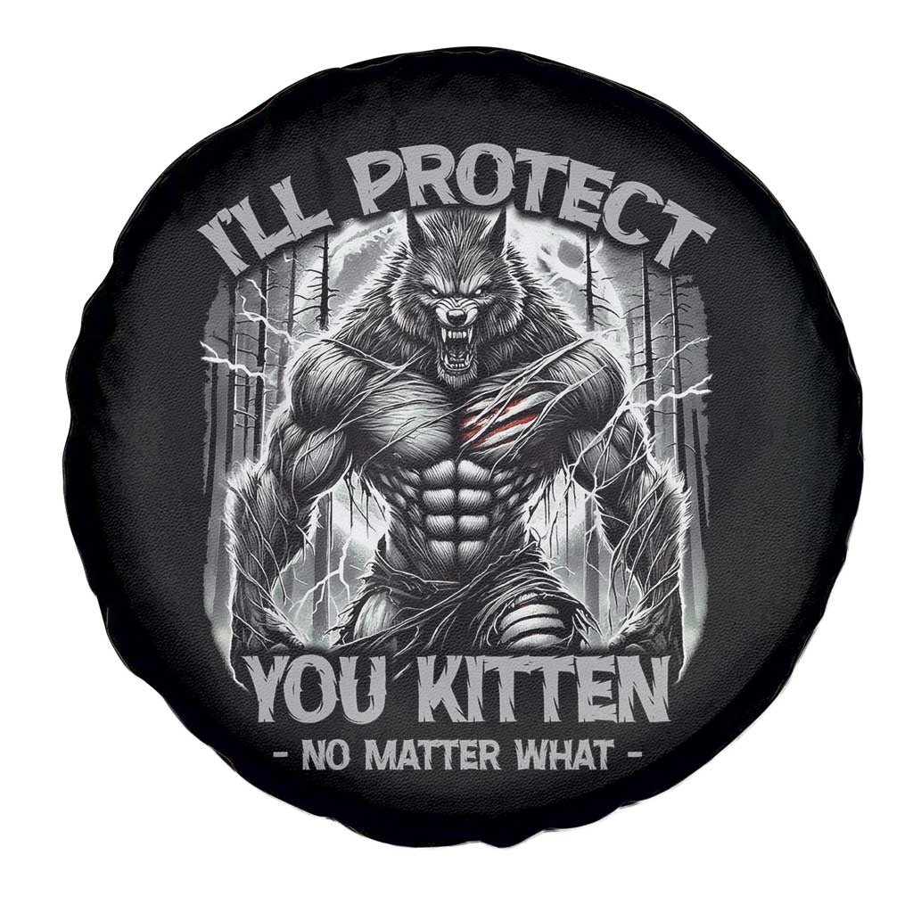 Funny Alpha Wolf Meme Spare Tire Cover I'll Protect You Kitten Humorous Cringe
