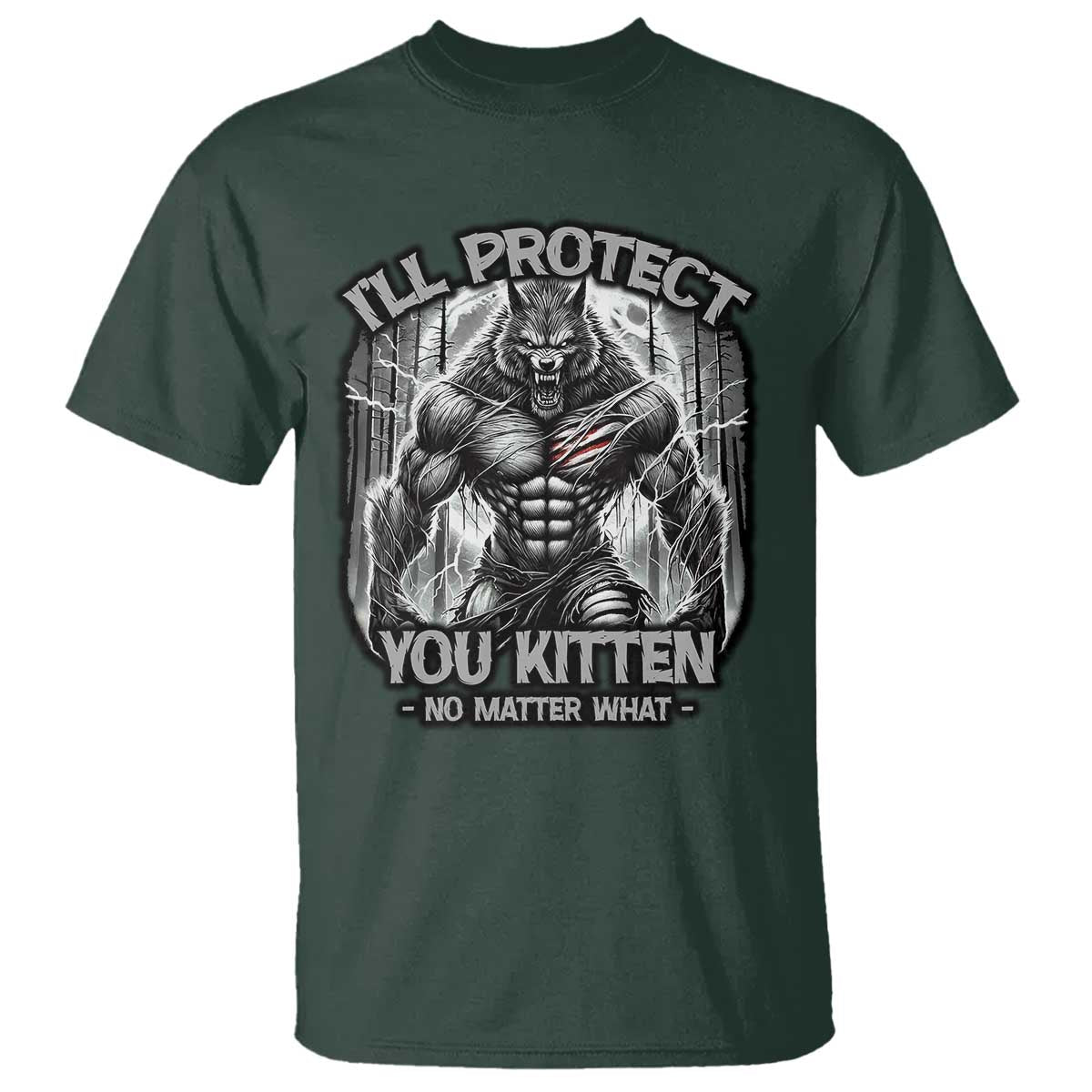 Funny Alpha Wolf Meme T Shirt I'll Protect You Kitten Humorous Cringe - Wonder Print Shop