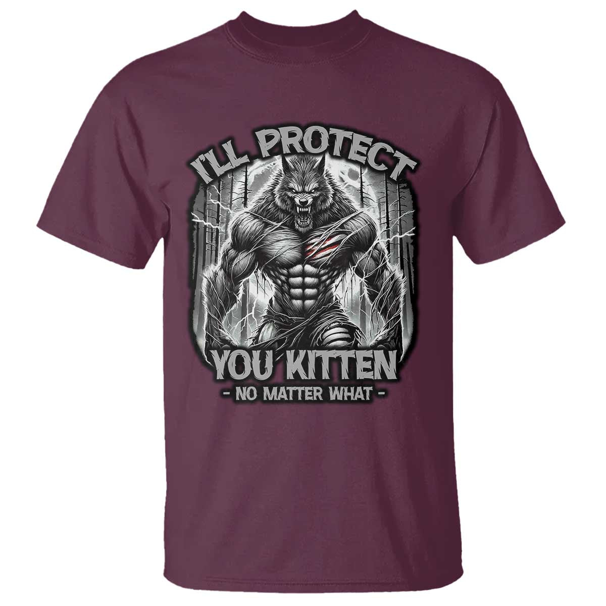 Funny Alpha Wolf Meme T Shirt I'll Protect You Kitten Humorous Cringe - Wonder Print Shop