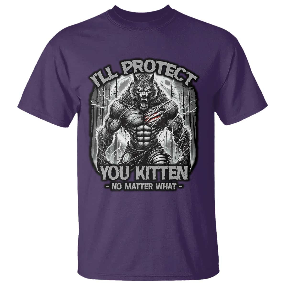 Funny Alpha Wolf Meme T Shirt I'll Protect You Kitten Humorous Cringe - Wonder Print Shop