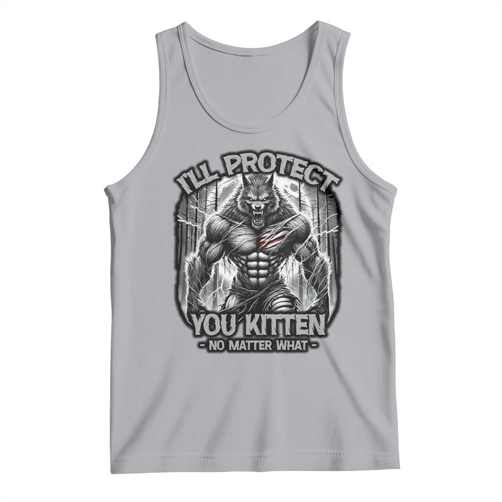 Funny Alpha Wolf Meme Tank Top I'll Protect You Kitten Humorous Cringe