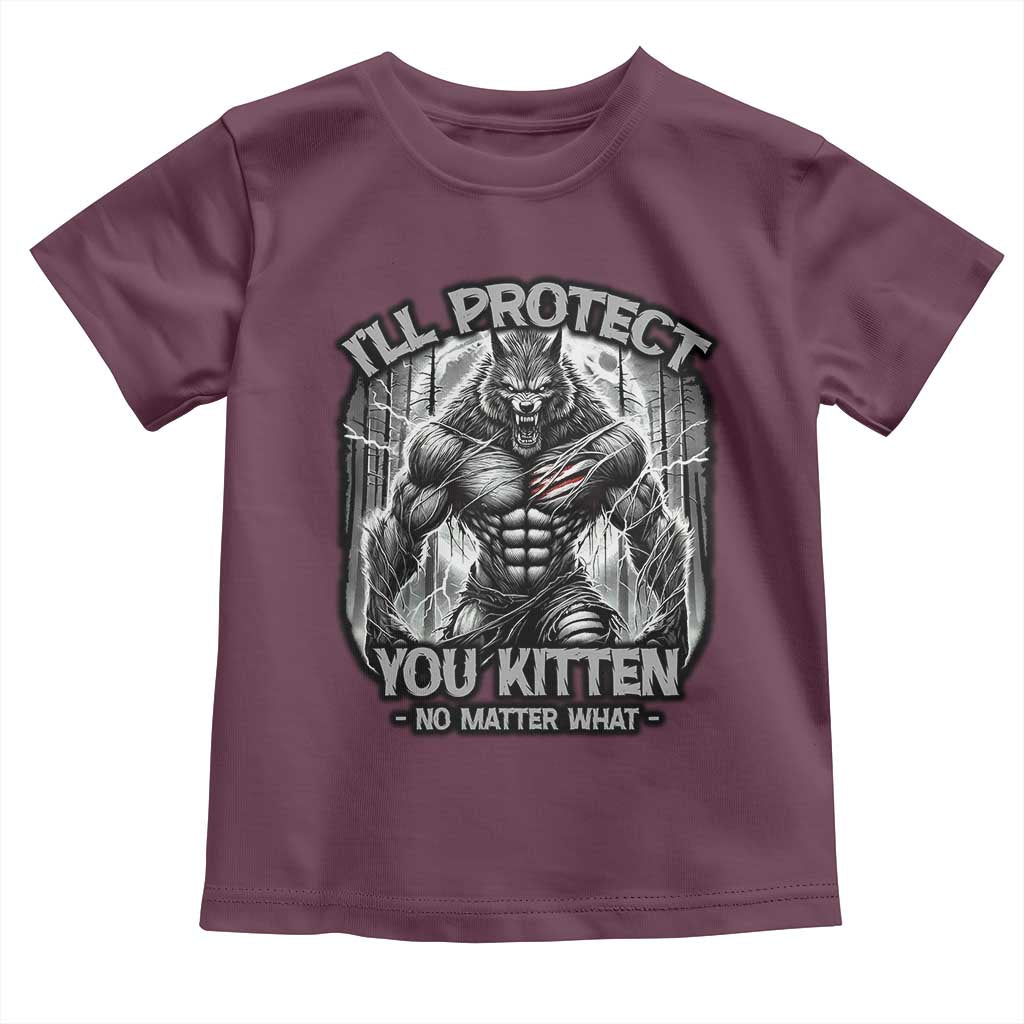 Funny Alpha Wolf Meme Toddler T Shirt I'll Protect You Kitten Humorous Cringe