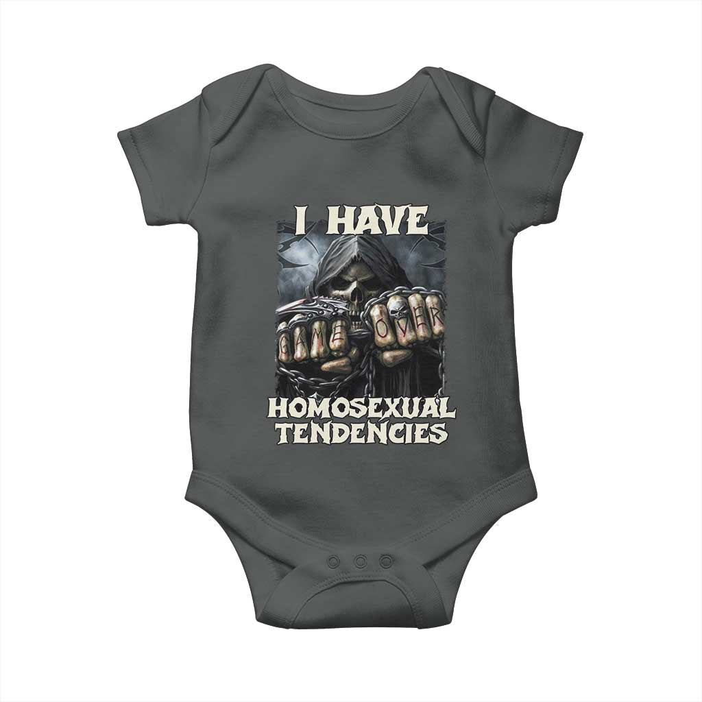 Skeleton Meme Baby Onesie I Have Homosexual Tendencies Funny Edgy Hard Cringe