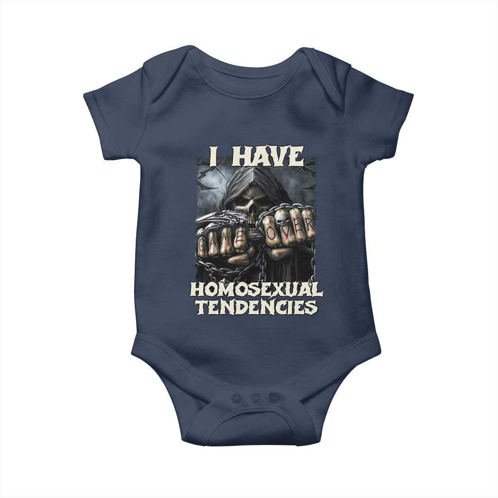 Skeleton Meme Baby Onesie I Have Homosexual Tendencies Funny Edgy Hard Cringe