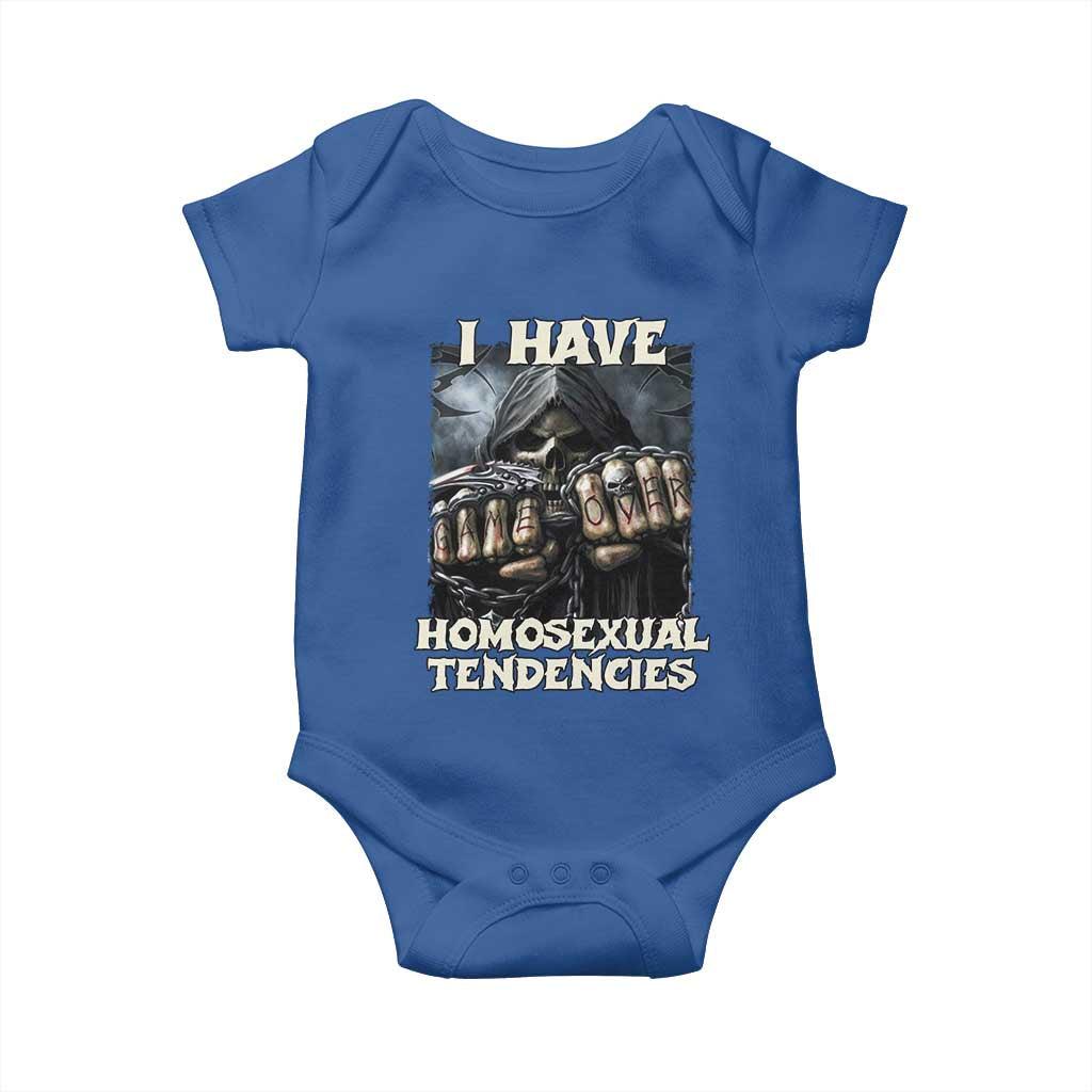 Skeleton Meme Baby Onesie I Have Homosexual Tendencies Funny Edgy Hard Cringe