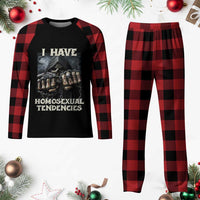 Skeleton Meme Plaid Pajama Set I Have Homosexual Tendencies Funny Edgy Hard Cringe - Wonder Print Shop