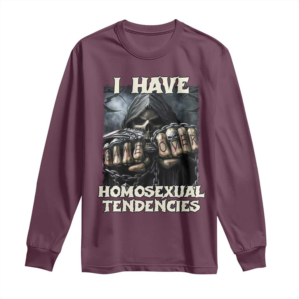 Skeleton Meme Long Sleeve Shirt I Have Homosexual Tendencies Funny Edgy Hard Cringe