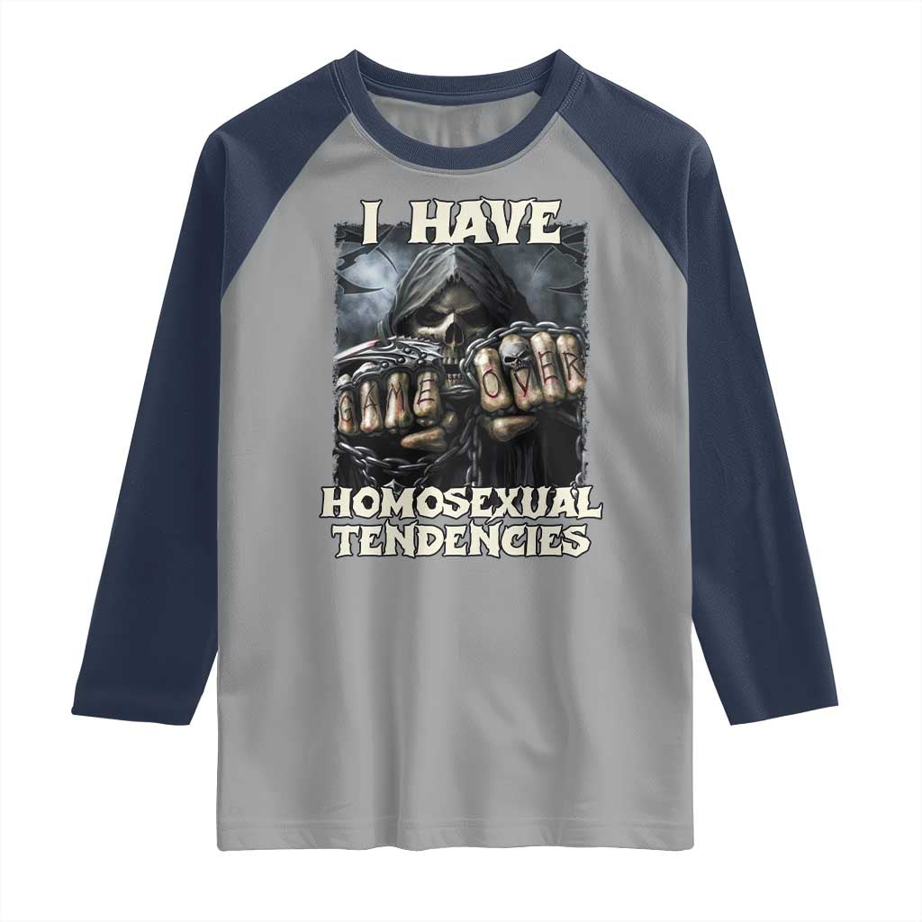 Skeleton Meme Raglan Shirt I Have Homosexual Tendencies Funny Edgy Hard Cringe