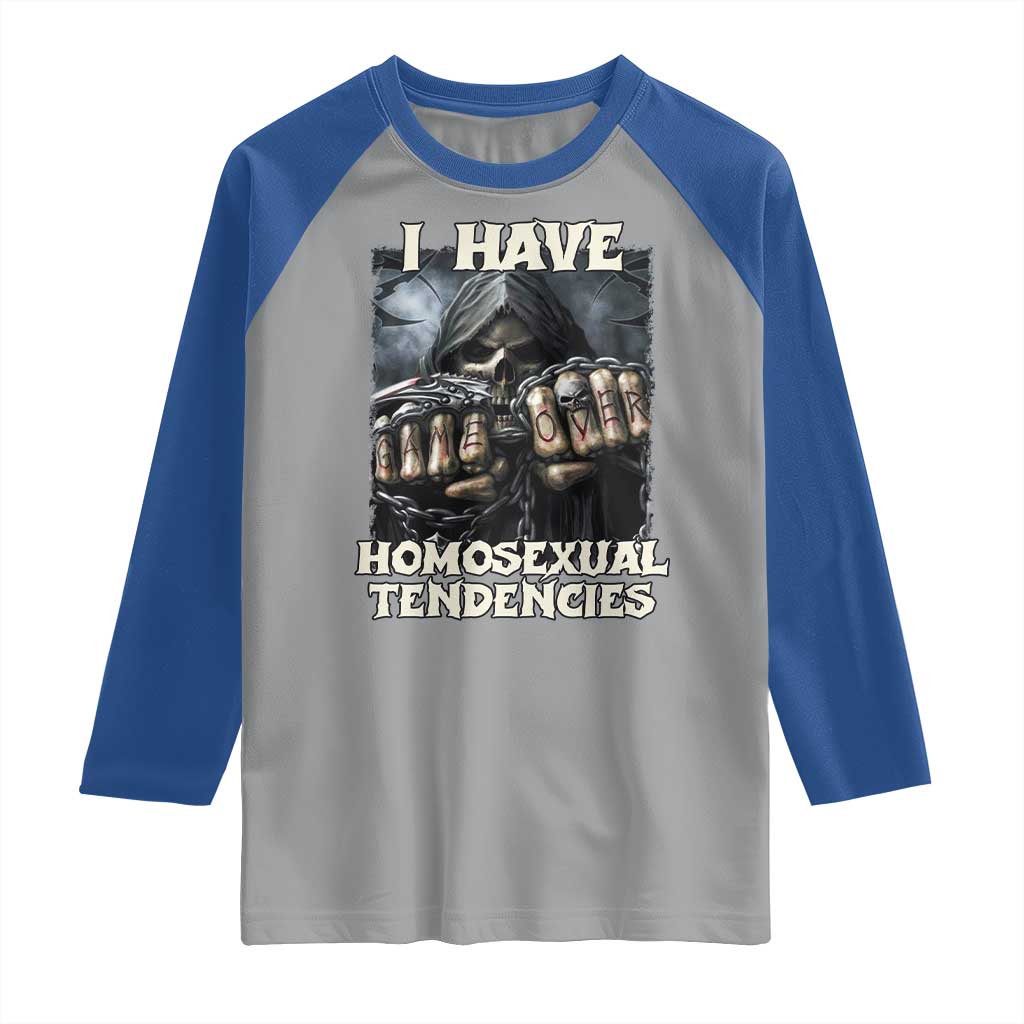 Skeleton Meme Raglan Shirt I Have Homosexual Tendencies Funny Edgy Hard Cringe