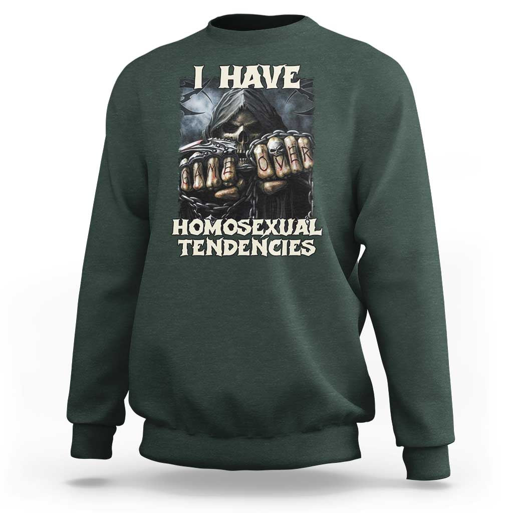 Skeleton Meme Sweatshirt I Have Homosexual Tendencies Funny Edgy Hard Cringe - Wonder Print Shop