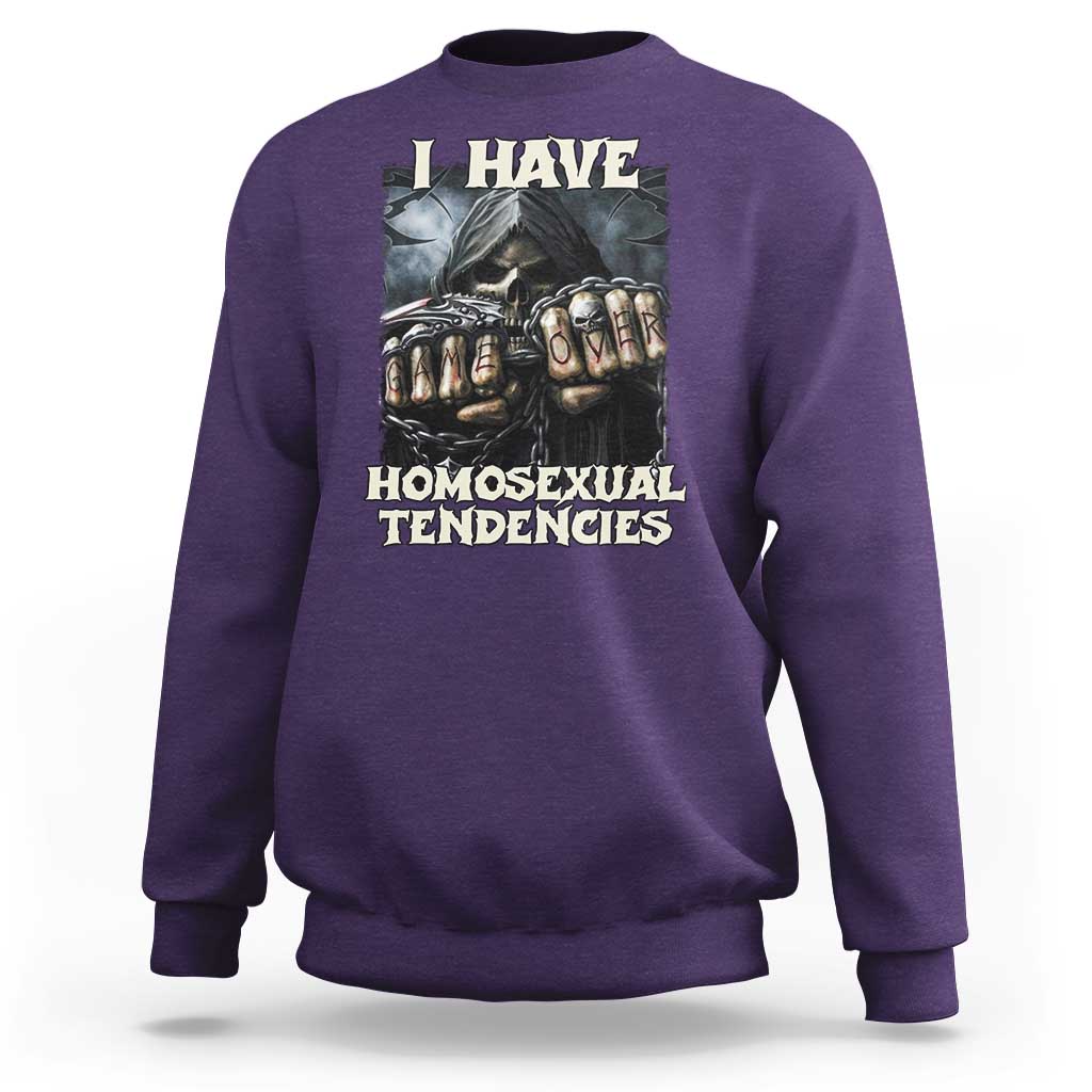 Skeleton Meme Sweatshirt I Have Homosexual Tendencies Funny Edgy Hard Cringe - Wonder Print Shop