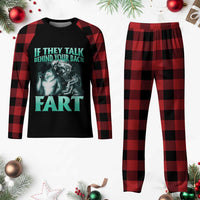 Funny Alpha Wolf Meme Plaid Pajama Set If They Talk Behind Your Back Fart Humorous Cringe - Wonder Print Shop