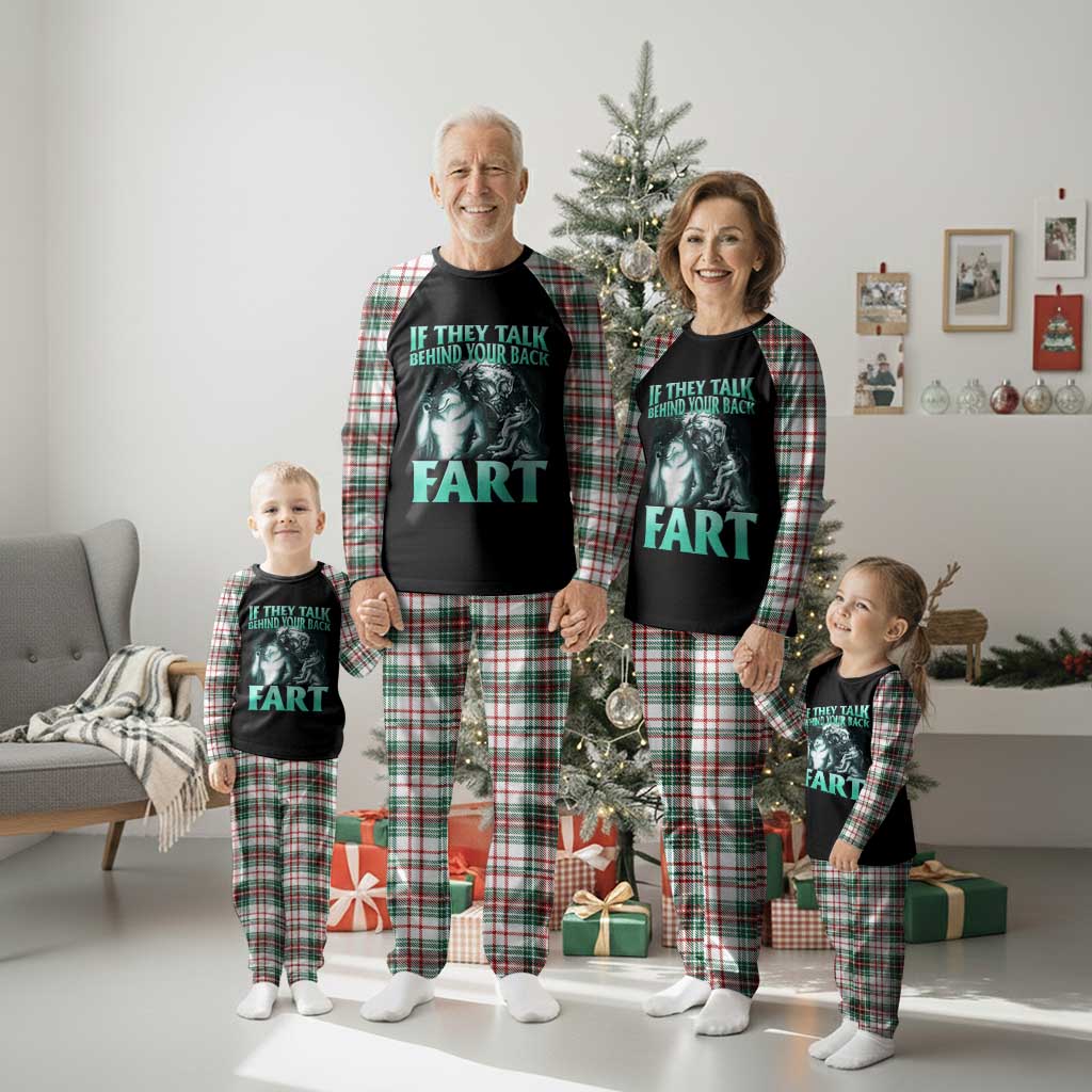 Funny Alpha Wolf Meme Plaid Pajama Set If They Talk Behind Your Back Fart Humorous Cringe - Wonder Print Shop