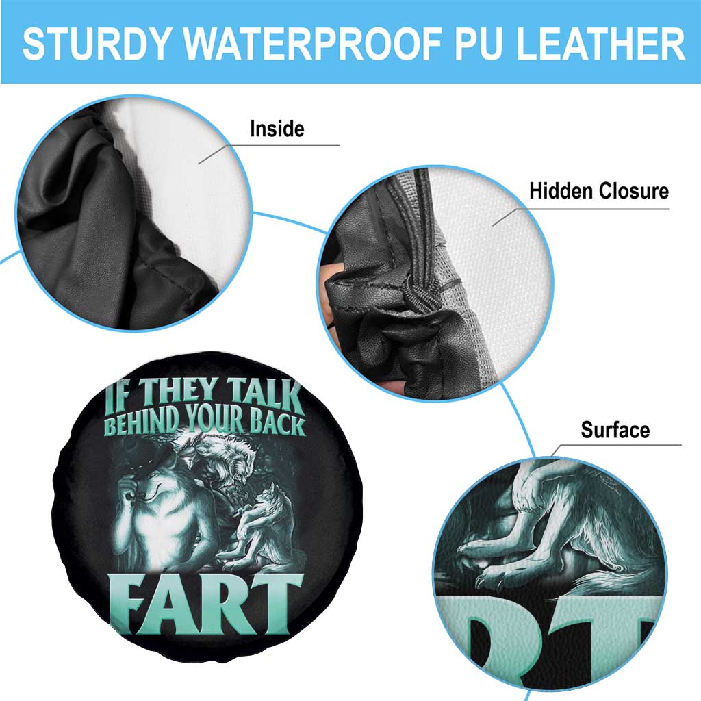 Funny Alpha Wolf Meme Spare Tire Cover If They Talk Behind Your Back Fart Humorous Cringe