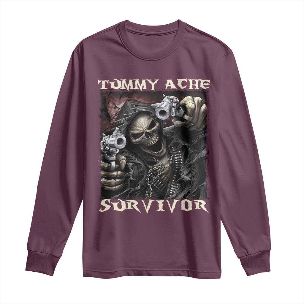 Skeleton Meme Long Sleeve Shirt Tummy Ache Survivor Funny Cool Edgy Hard Cringe TS02