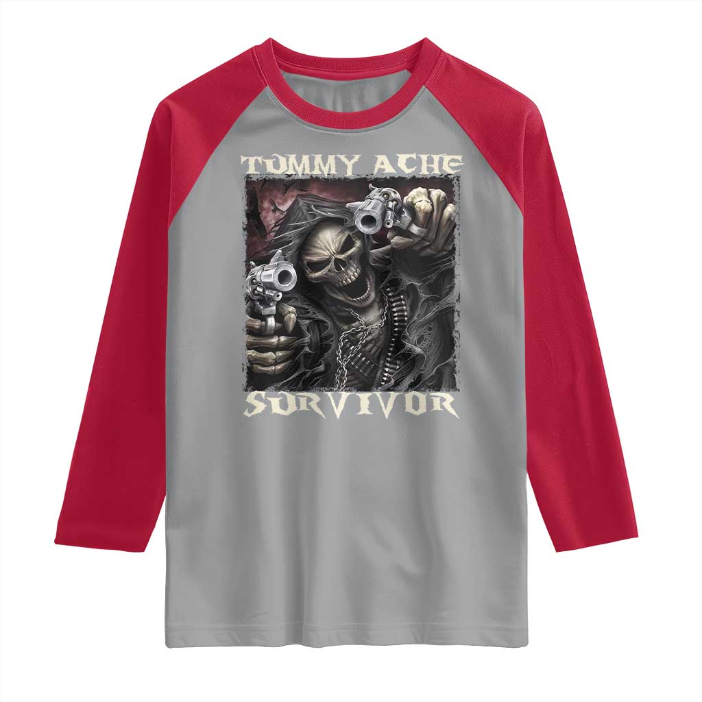 Skeleton Meme Raglan Shirt Tummy Ache Survivor Funny Cool Edgy Hard Cringe TS02