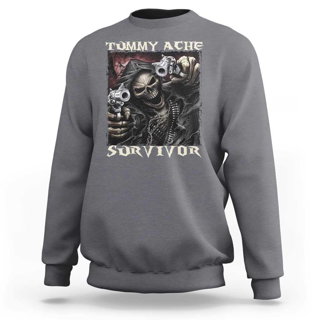 Skeleton Meme Sweatshirt Tummy Ache Survivor Funny Cool Edgy Hard Cringe TS02