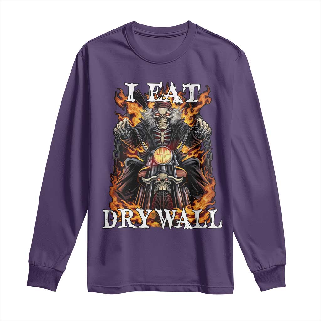 Funny Cringe Hard Skeleton Meme Long Sleeve Shirt I Eat Drywall