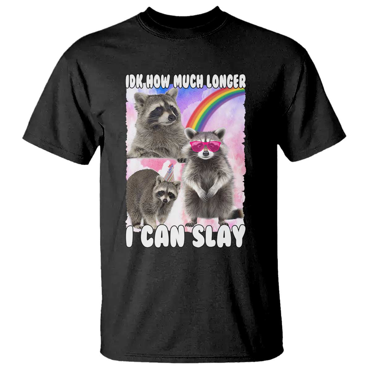 Funny Raccoon Meme T Shirt Idk How Much Longer I Can Slay - Wonder Print Shop
